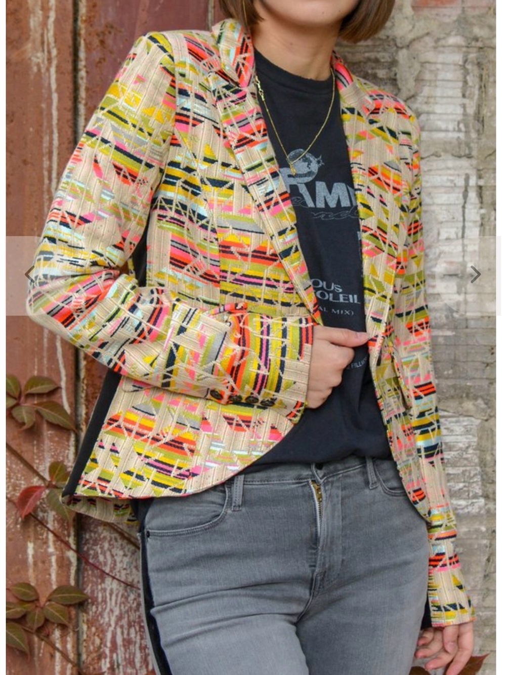 Smythe Tribal Jacquard Blazer with Neon Accents - Size 4